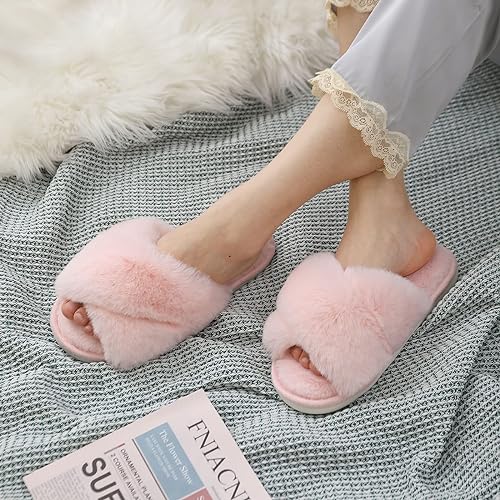 Women's Fuzzy Slippers, House Slippers, Open Toe Slippers Women's Fuzzy Slippers, House Slippers, Open Toe Slippers